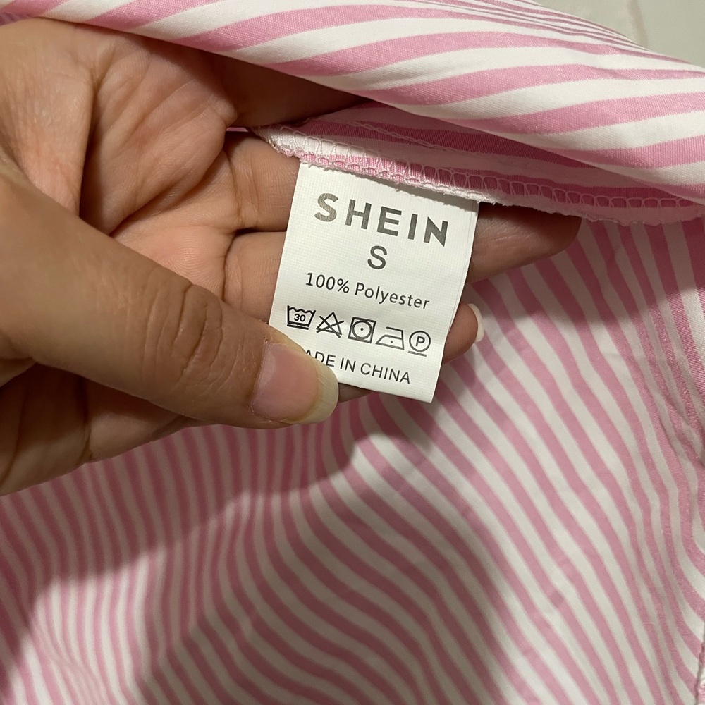 SHEIN Pink and White Striped Shirt - Picture 6 of 8